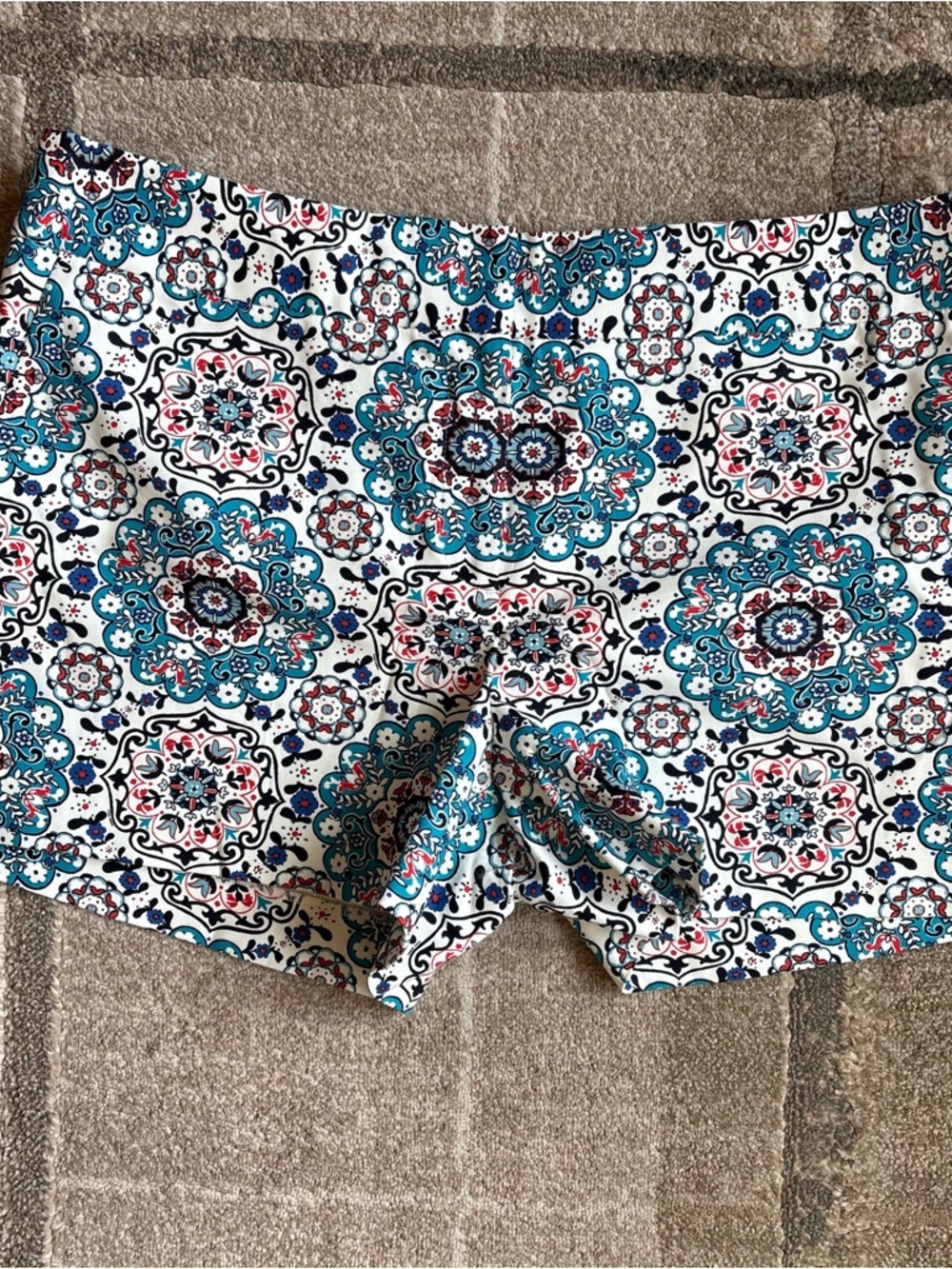 Loft Shorts sz 14 The Riviera Short Teal, Orange, Navy Blue Abstract print NWT